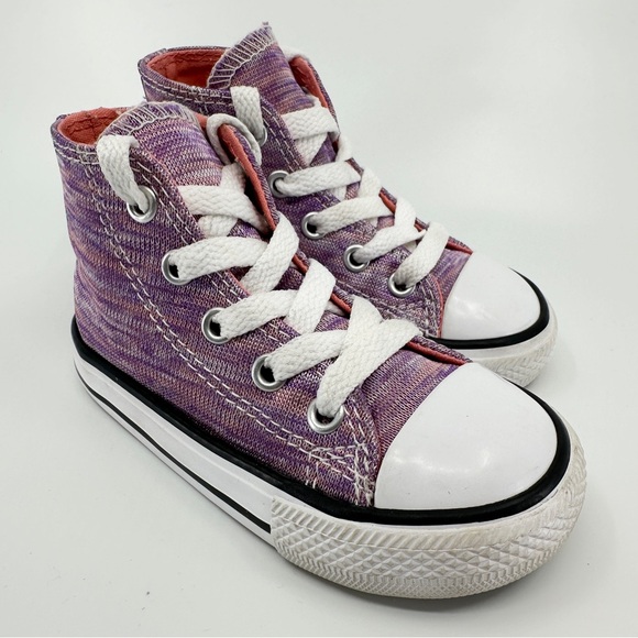 Converse Kids CTAS HI All Star High Top Bright Violet Sunblush Size 6 Infant - Picture 2 of 10